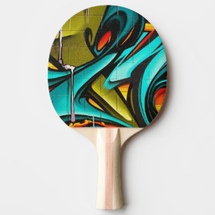 Cool Cinder Block Wall Graffiti Ping Pong Paddle