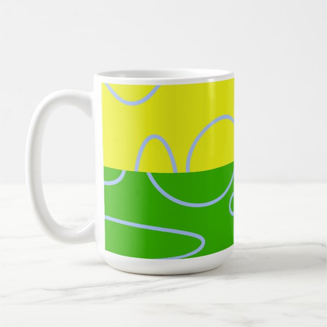 Cool Circles and Loops on Green Orange Yellow Coffee Mug (Left)