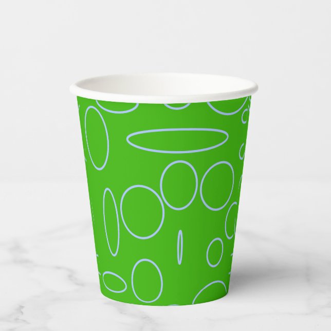 Cool Circles and Loops on Green Paper Cup (Front)