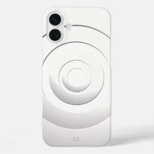 Cool Circles Modern White with Custom Initials iPhone 16 Plus Case