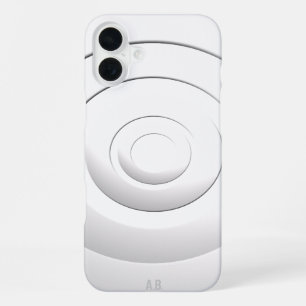 Cool Circles Modern White with Custom Initials iPhone 16 Plus Case