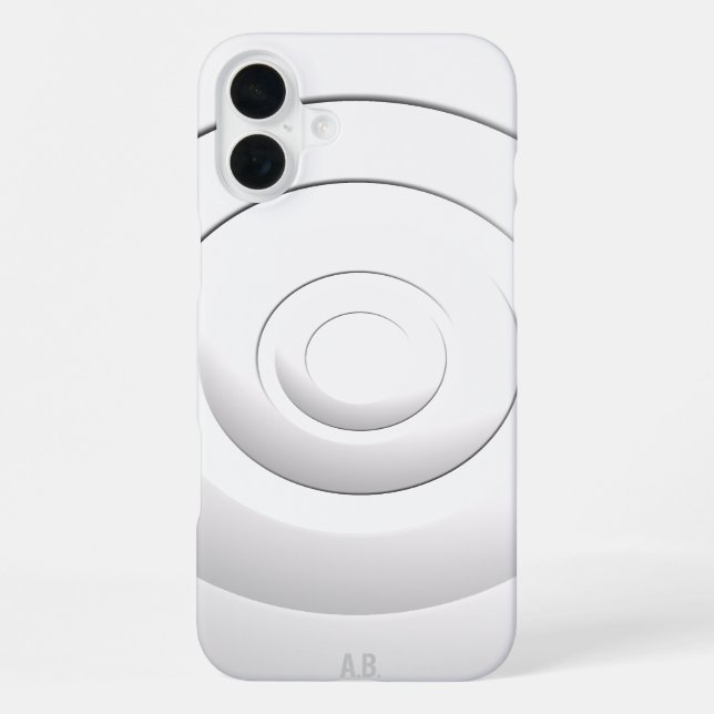 Cool Circles Modern White with Custom Initials iPhone Case (Back)