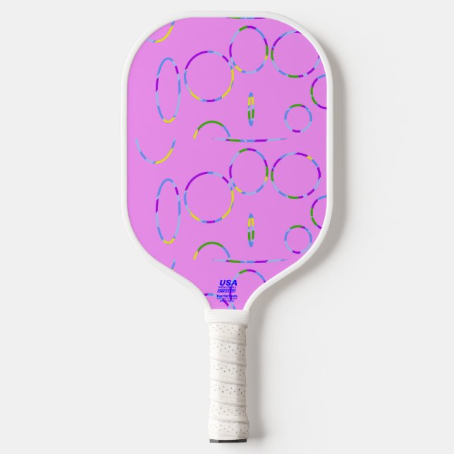 Cool Circles Pink Splash Geometric Modern Sleek Pickleball Paddle (Front)