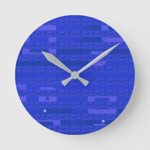 Cool Circuit Blue Geometric Round Clock