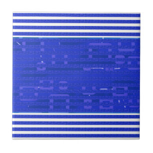 Cool Circuit Blue Geometric Stripes Tile
