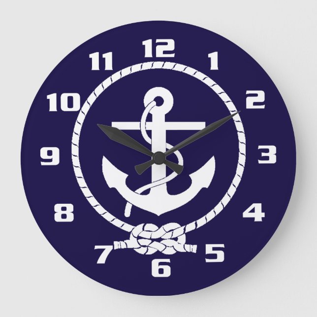 Cool Classic and Elegant Nautical Anchor Large Clock (Front)
