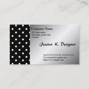 cool, classic black and white polka dots business card