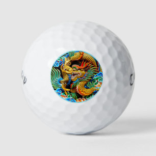 Cool classic chinese dragon painting vintage art golf balls