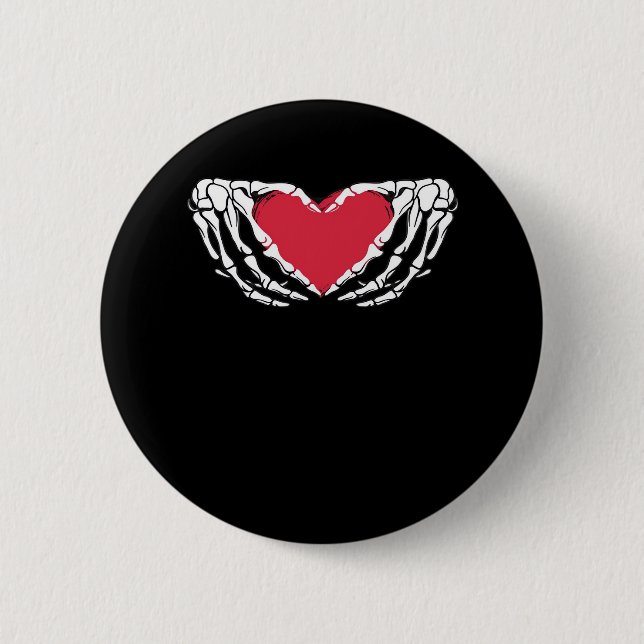 Cool Classic Funny Skeleton Hands Heart - Valentin 6 Cm Round Badge (Front)