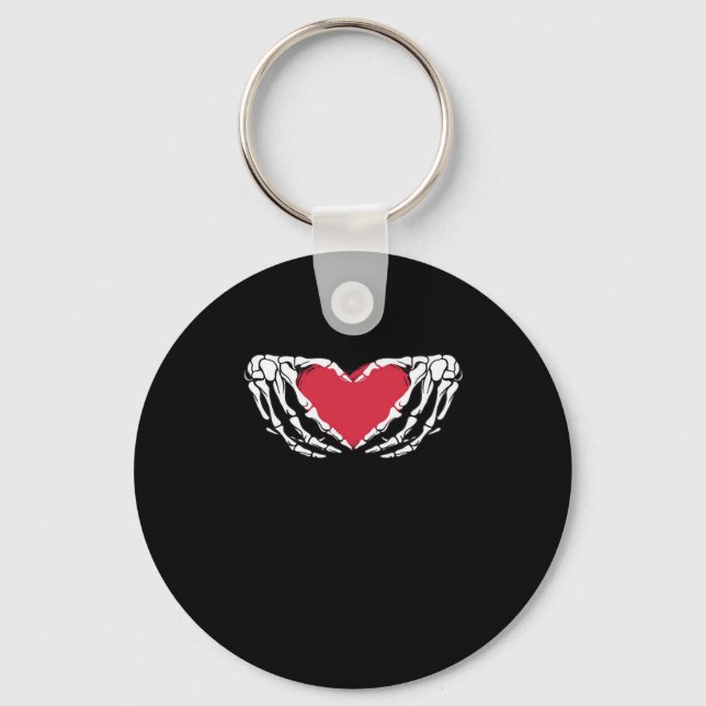 Cool Classic Funny Skeleton Hands Heart - Valentin Key Ring (Front)