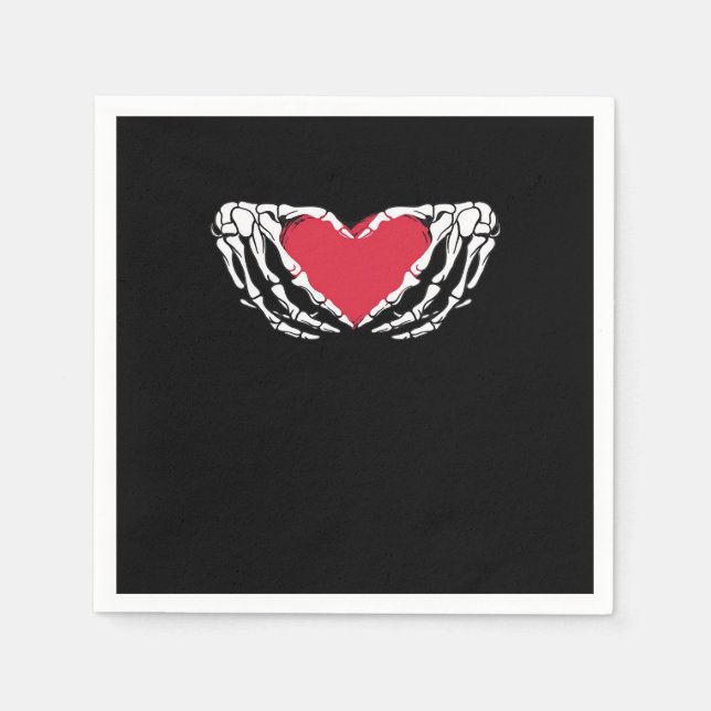 Cool Classic Funny Skeleton Hands Heart - Valentin Napkin (Front)