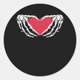 Cool Classic Funny Skeleton Hands Heart - Valentin Round Sticker