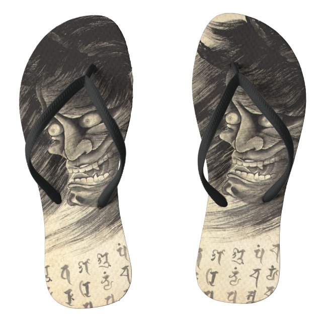 Cool classic vintage japanese demon head tattoo jandals (Footbed)