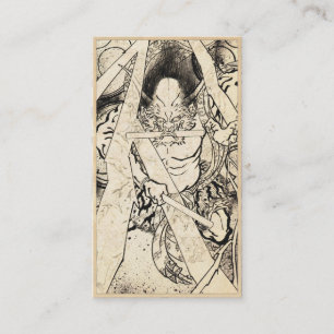 Cool classic vintage japanese demon ink tattoo art business card