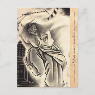 Cool classic vintage japanese demon ink tattoo postcard