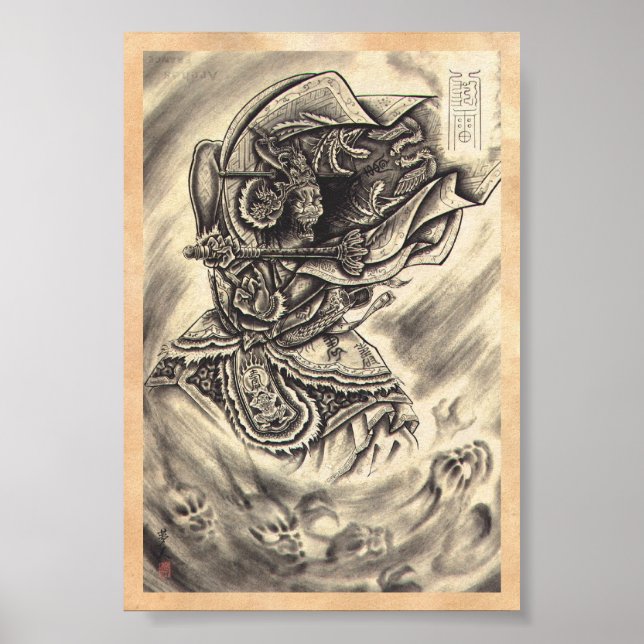 Cool classic vintage japanese demon ink tattoo poster (Front)