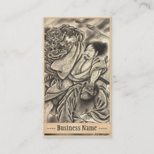 Cool classic vintage japanese demon tattoo art business card