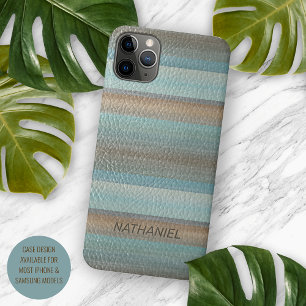 Cool Classy Artistic Leather Look Stripe Pattern iPhone 16 Pro Max Case