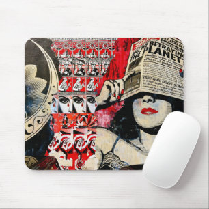 Cool classy vintage street art Lady with newspaper Mouse Pad
