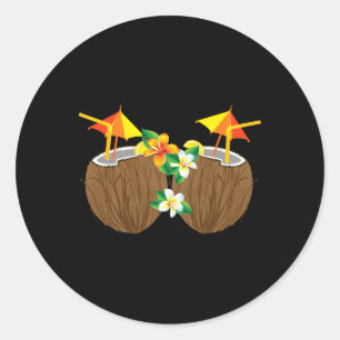 Cool Coconut Drinks Breast Funny Palm Tree Juice D Classic Round Sticker