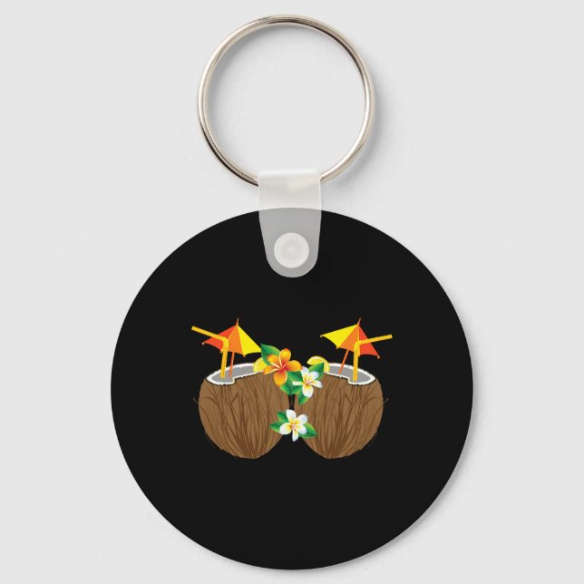 Cool Coconut Drinks Breast Funny Palm Tree Juice D Key Ring (Front)