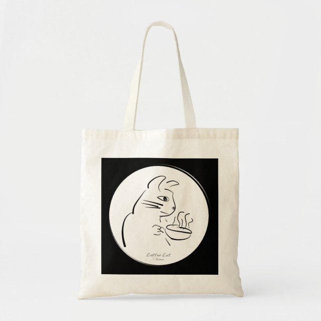 Cool Coffee Cat tote Bag (Front)