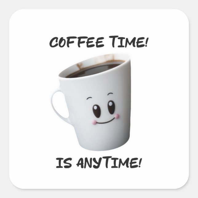 cool coffee cup design high quality square sticker (Front)