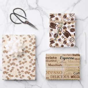 cool coffee party tiled pattern wrapping paper sheet
