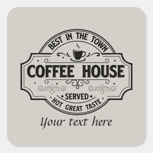 Cool coffee shop customisable  square sticker (Front)