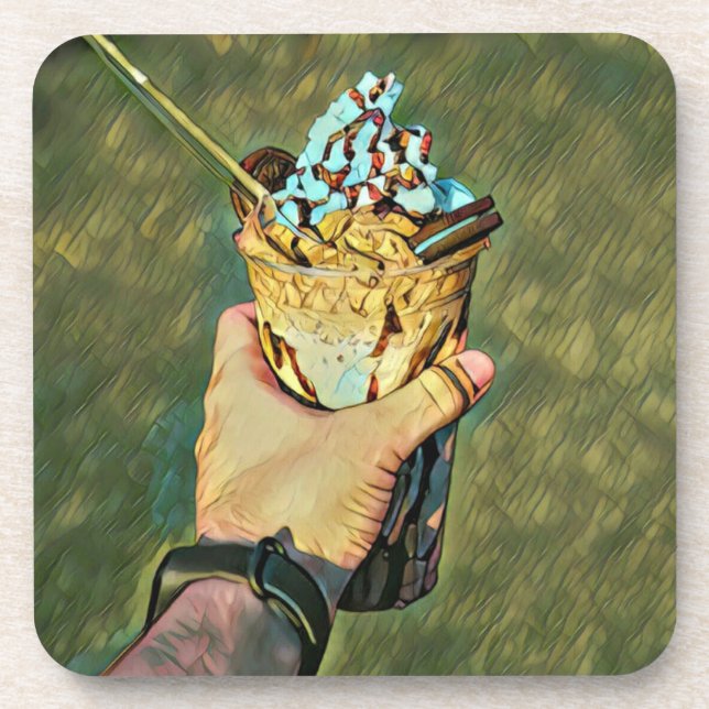 Cool cold freezing ice cream coaster (Front)