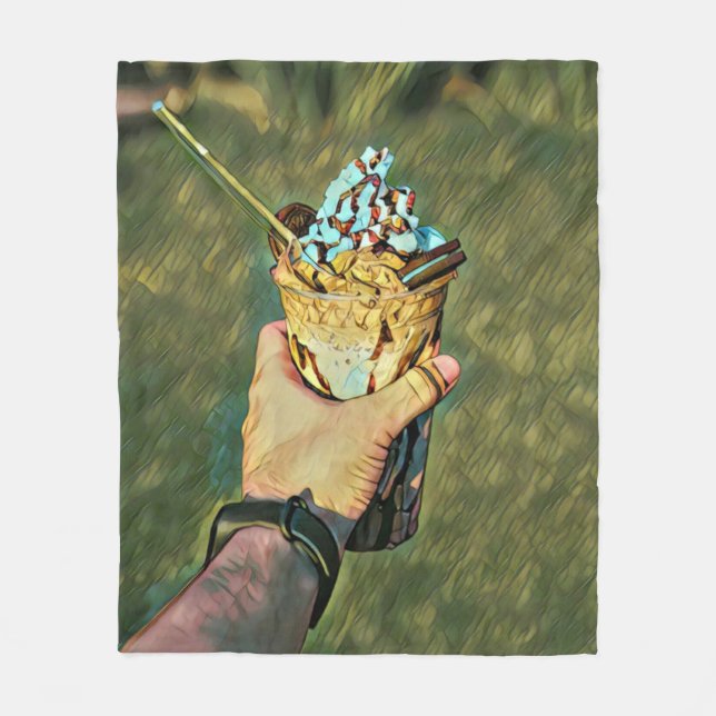Cool cold freezing ice cream fleece blanket (Front)