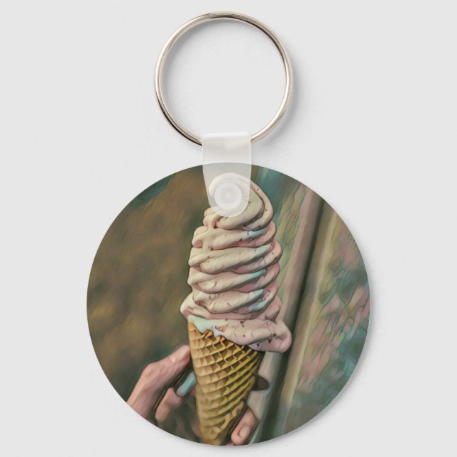 Cool cold freezing ice cream key ring (Front)