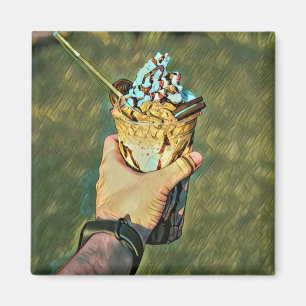 Cool cold freezing ice cream magnet