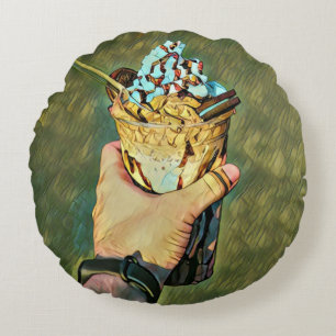 Cool cold freezing ice cream round cushion