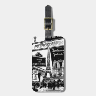 Cool Collage of Photo Illustrations of Paris Luggage Tag