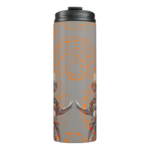 Cool collage of sculptures and orange circles thermal tumbler