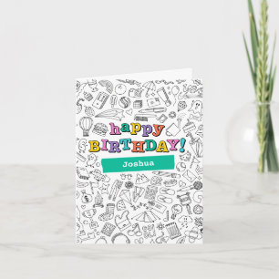 Cool Coloiuring customisable birthday card