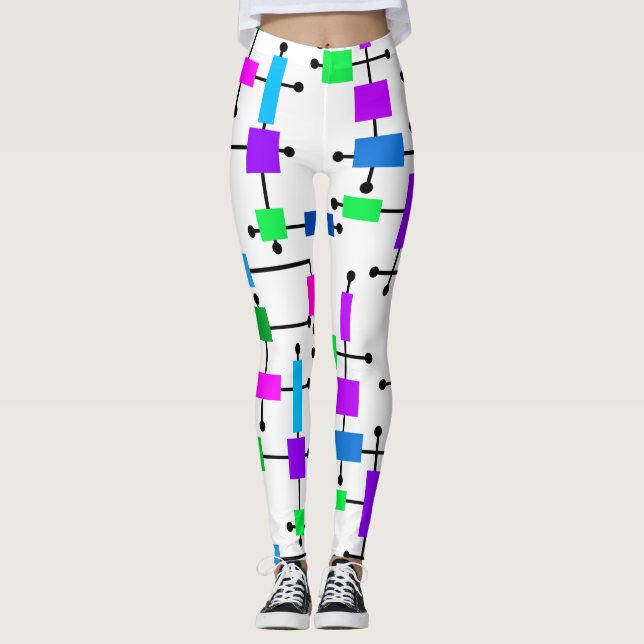 Cool Color Grid  Leggings (Front)