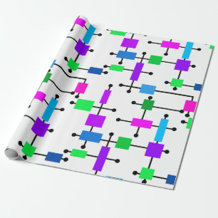 Cool Color Grid Wrapping Paper
