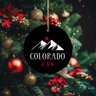 Cool Colorado USA Mountains with Star Dark Colour Ceramic Tree Decoration