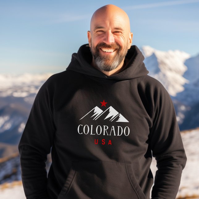 Cool Colorado USA Mountains with Star Dark Colour Hoodie (Creator Uploaded)