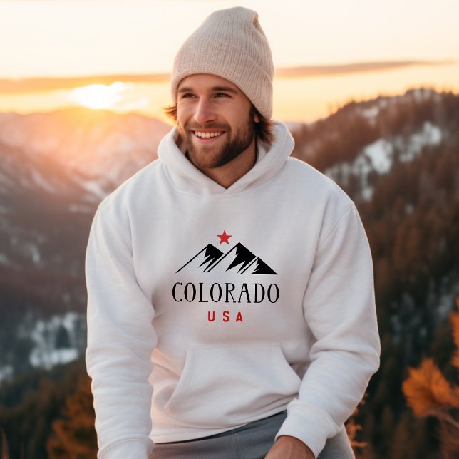 Cool Colorado USA Mountains with Star Light-Colour Hoodie (Creator Uploaded)