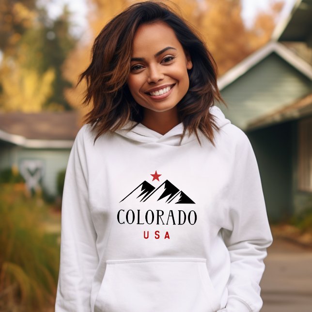 Cool Colorado USA Mountains with Star Light-Colour Hoodie (Creator Uploaded)