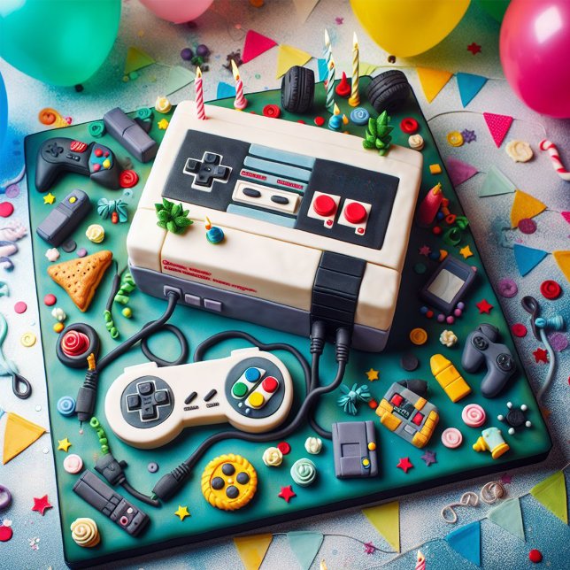 COOL COLORFUL GAMERS THEME  KIDS BIRTHDAY CAKE CARD (Creator Uploaded)