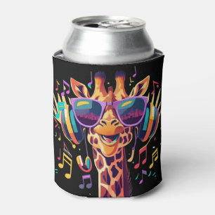 Cool Colorful Party Giraffe with Headphones  Can Cooler