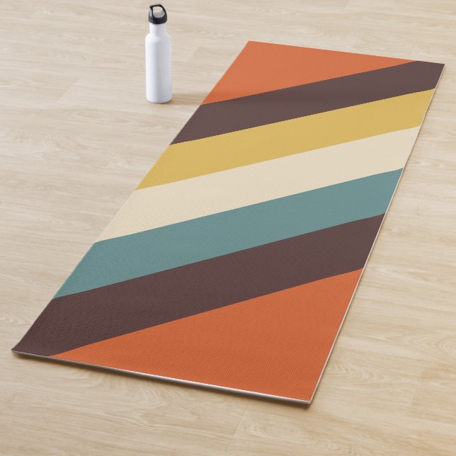 Cool Colorful Retro Stripes  Yoga Mat (In Situ)