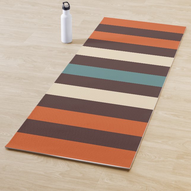 Cool Colorful Retro Stripes  Yoga Mat (In Situ)