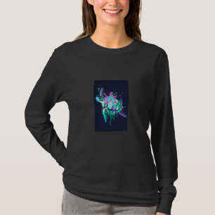 Cool Colorful Sea Turtle Surf Club Blue Green Pink T-Shirt