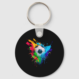 Cool Colorful Soccer Byll Splash Love Soccer Art S Key Ring