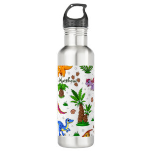 Cool Colorful Watercolor Pattern Jungle Dinosaur 710 Ml Water Bottle